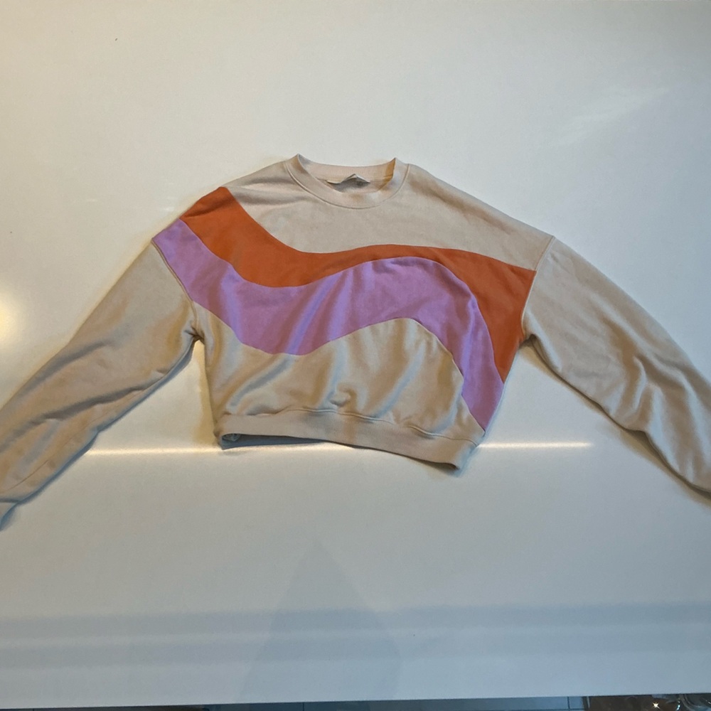 H&M Beige Sweater with Orange and Purple Accents